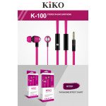 Wholesale KIKO K-100 HD Stereo Earphone Headset with Mic (K-100 Hot Pink)